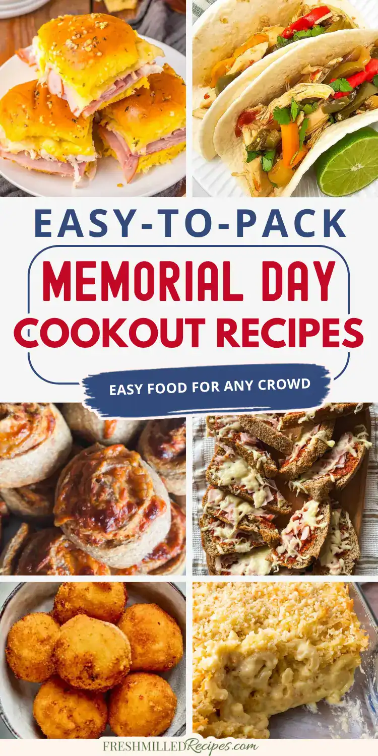 Delicious Memorial Day cookout recipes featuring sandwiches, tacos, and finger foods for summer gath.