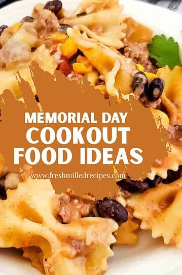 Delicious pasta salad with beans and vegetables for Memorial Day cookout.