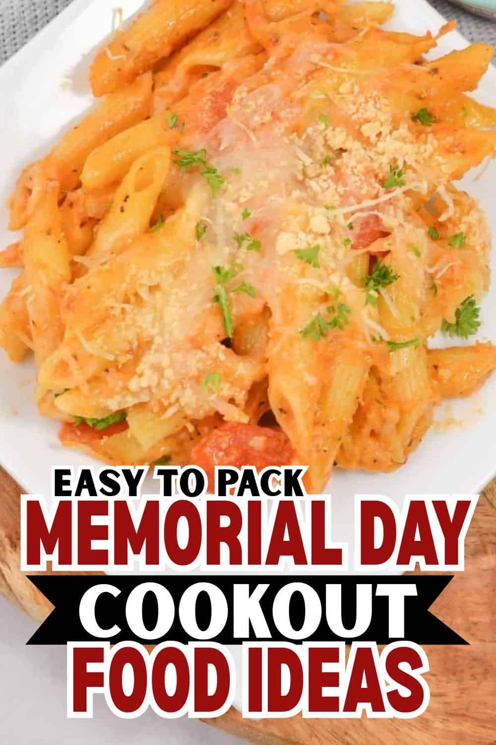 Delicious pasta bake with cheese and herbs, perfect for Memorial Day cookouts and easy to pack for a.
