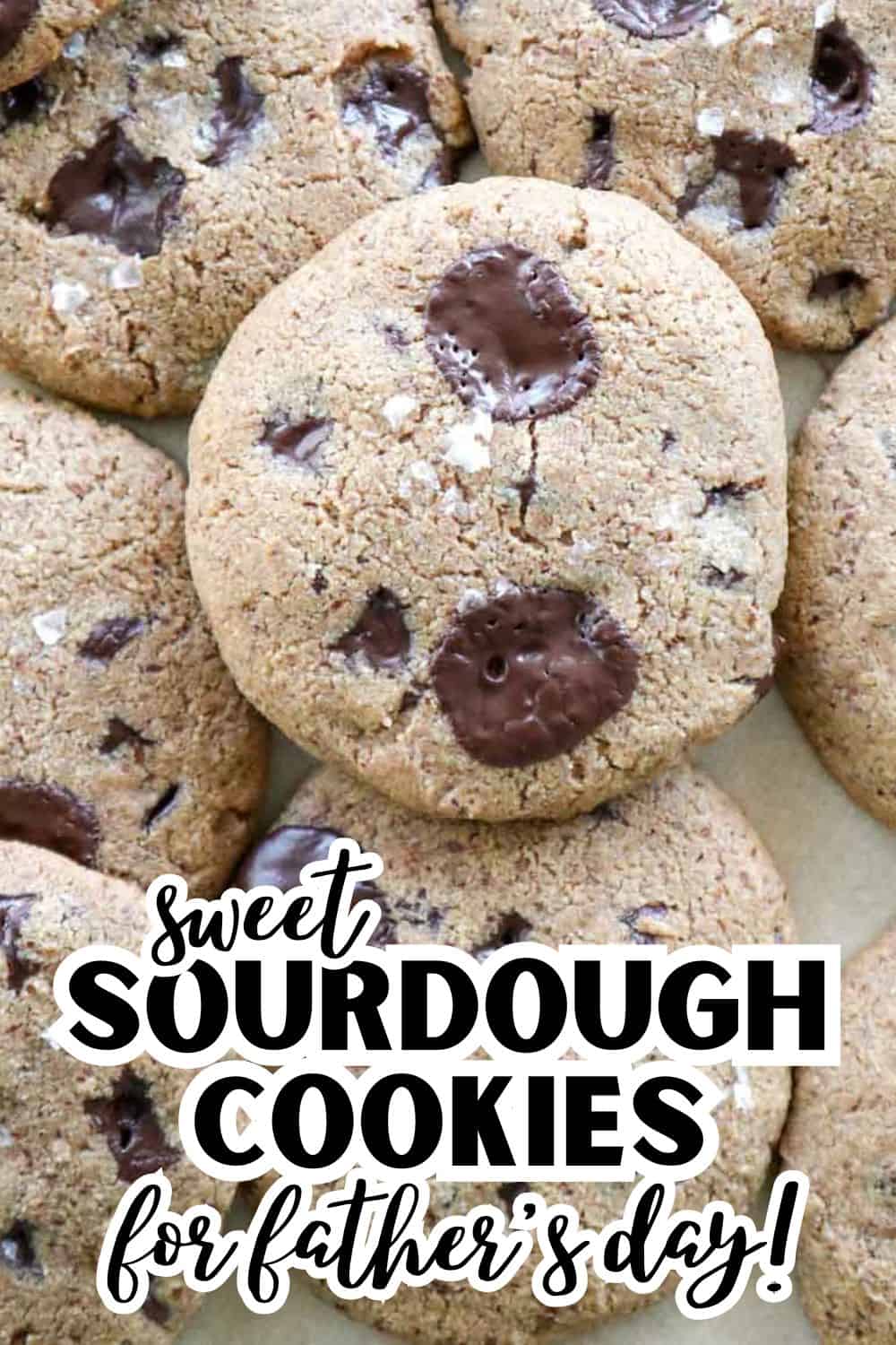 Delicious sourdough cookies with chocolate chips, perfect for Father's Day baking.