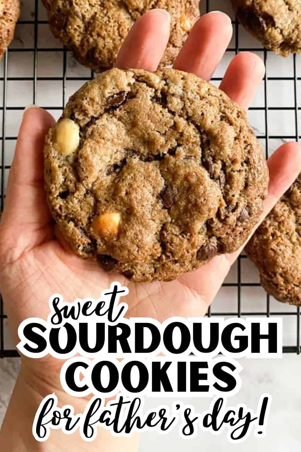 Freshly baked sourdough cookies with chocolate chips, perfect for Father's Day.