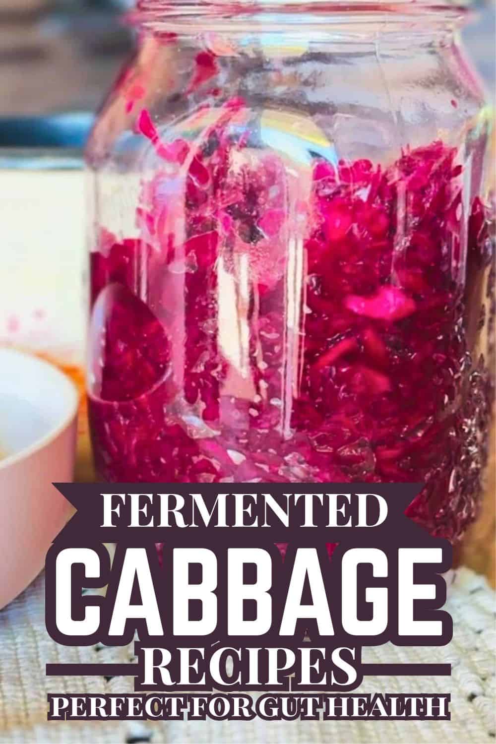 Fermented cabbage in a jar for gut health and probiotic benefits.