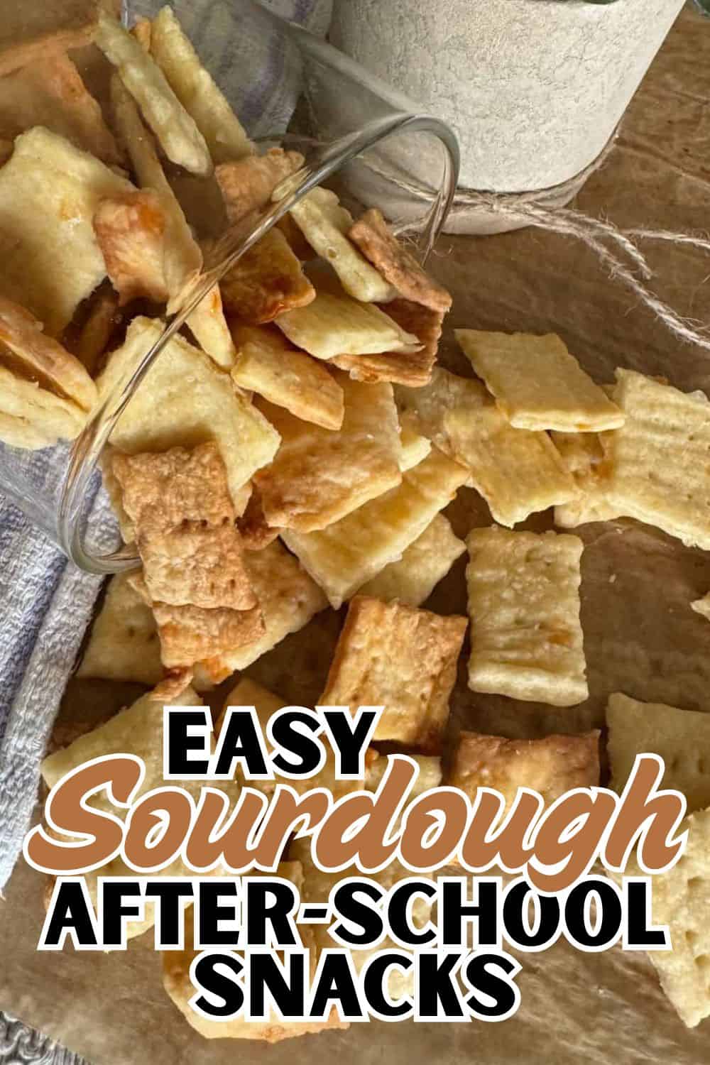 Easy sourdough after-school snacks with crispy crackers and bread pieces.