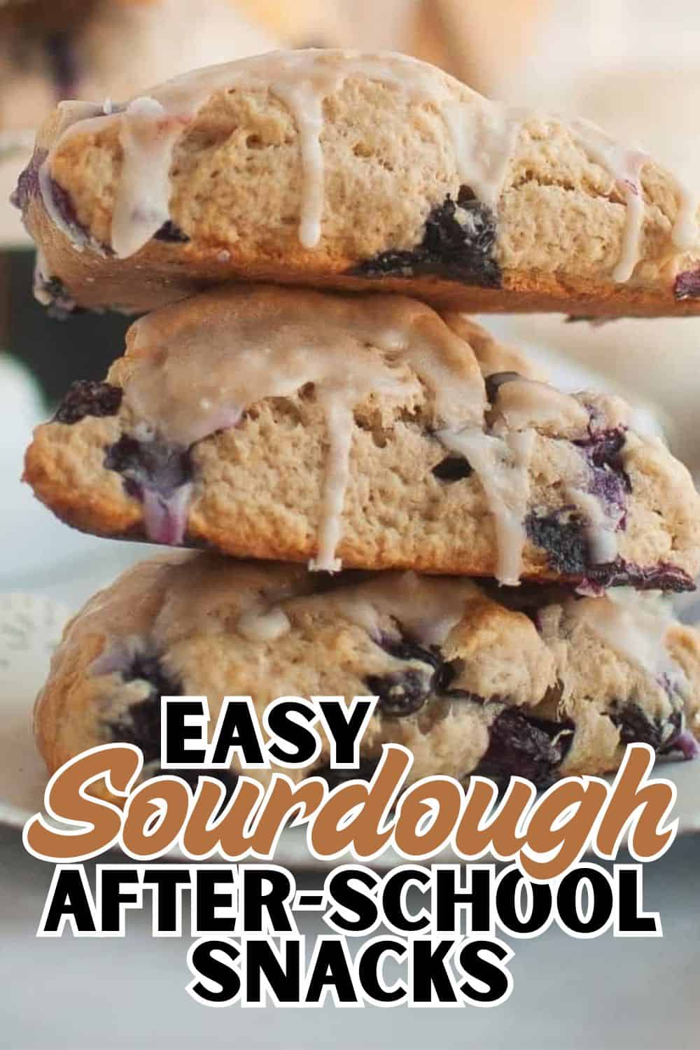 Fresh blueberry sourdough cookies with icing drizzle, perfect for snacks.