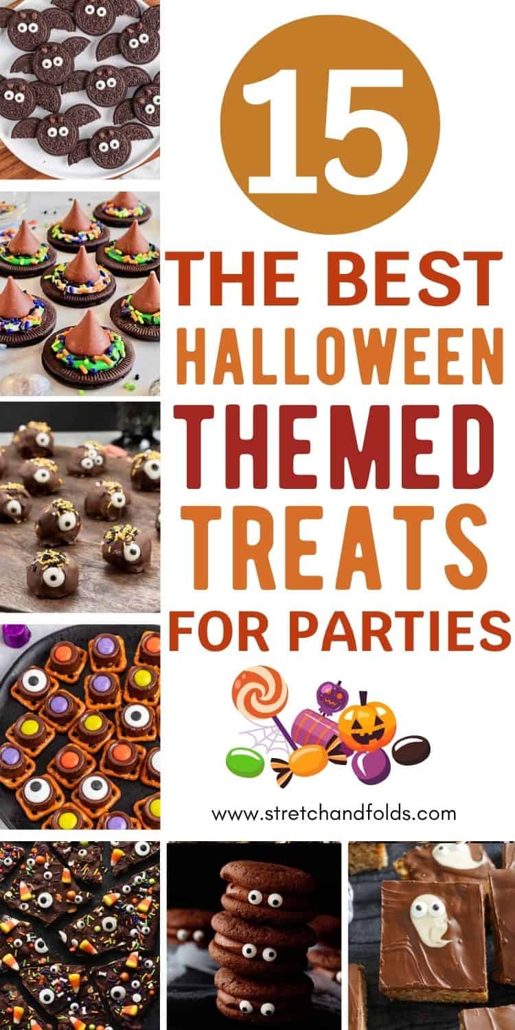 Assorted Halloween-themed treats including cookies and cupcakes for parties.