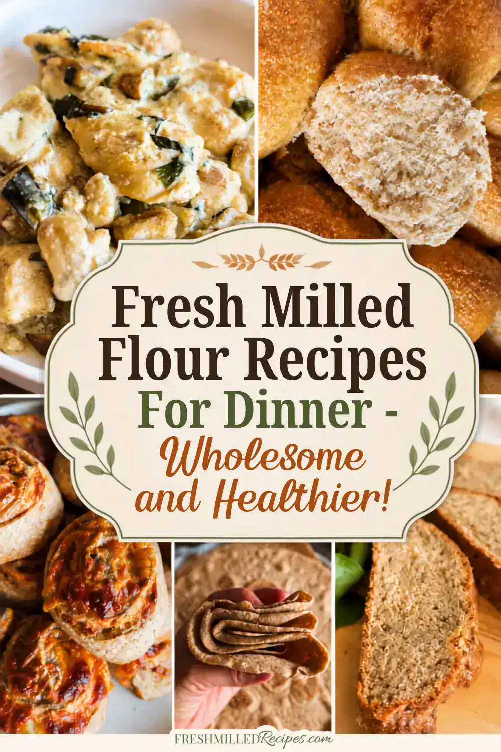 Assorted fresh milled flour baked goods and dishes for dinner.