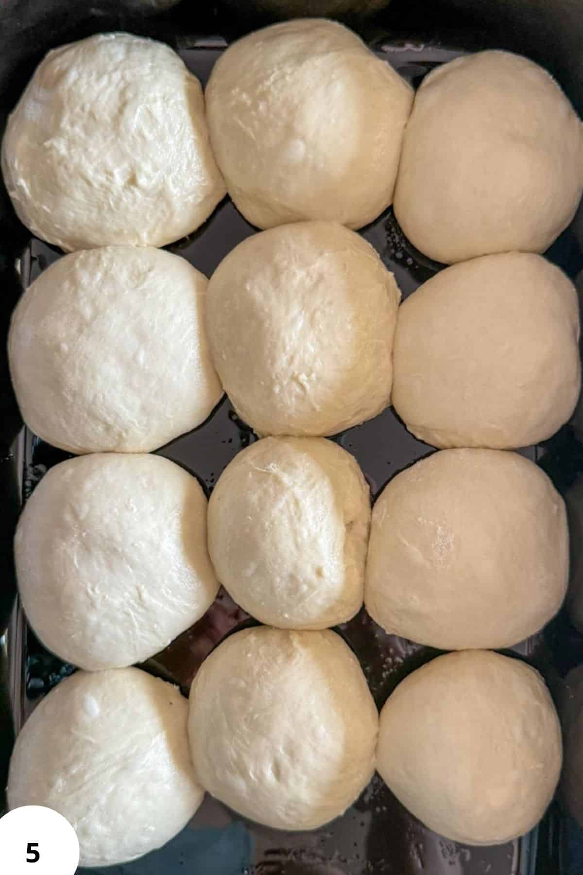 Freshly shaped dough balls ready for proofing and baking.