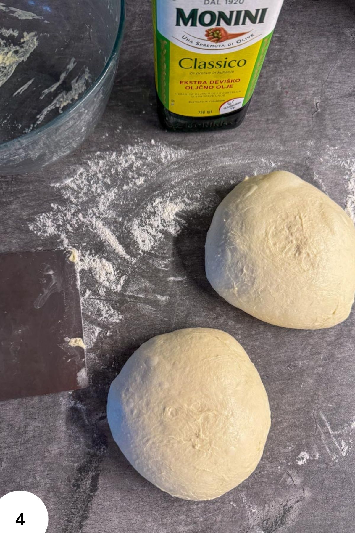 Dough balls ready for sourdough semolina pizza crust.