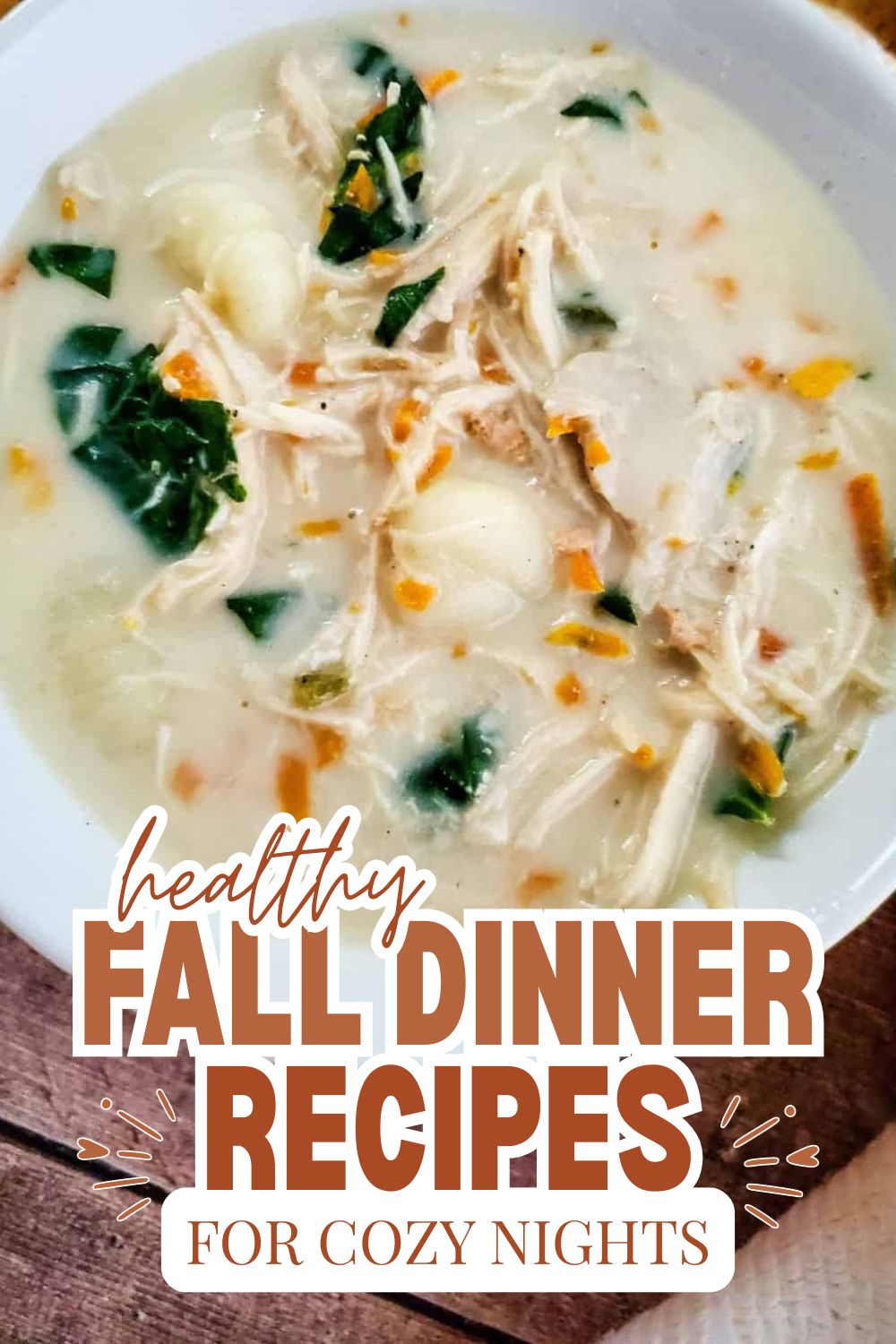 Creamy chicken and vegetable soup for fall dinner.