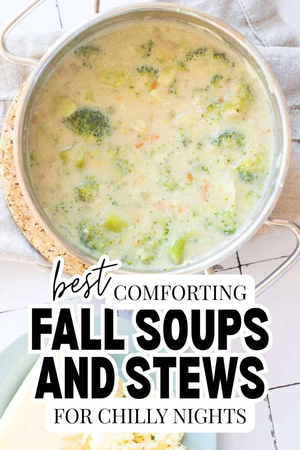 Comforting fall soups and stews in a pot, perfect for chilly nights.