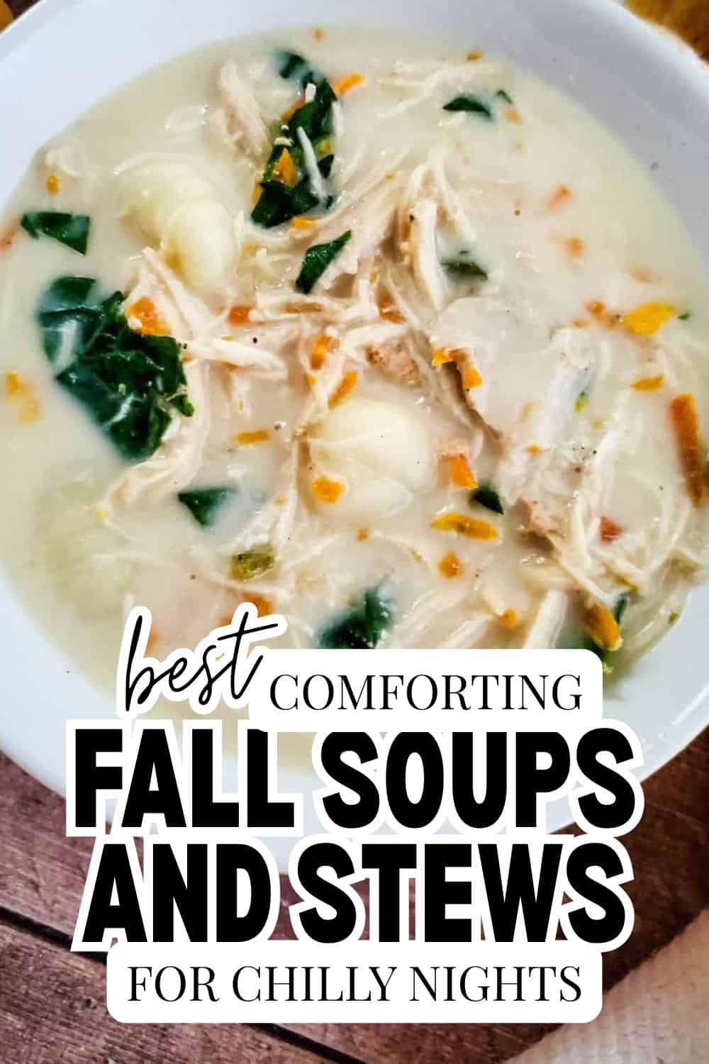 Comforting fall soups and stews with chicken, vegetables, and creamy broth.