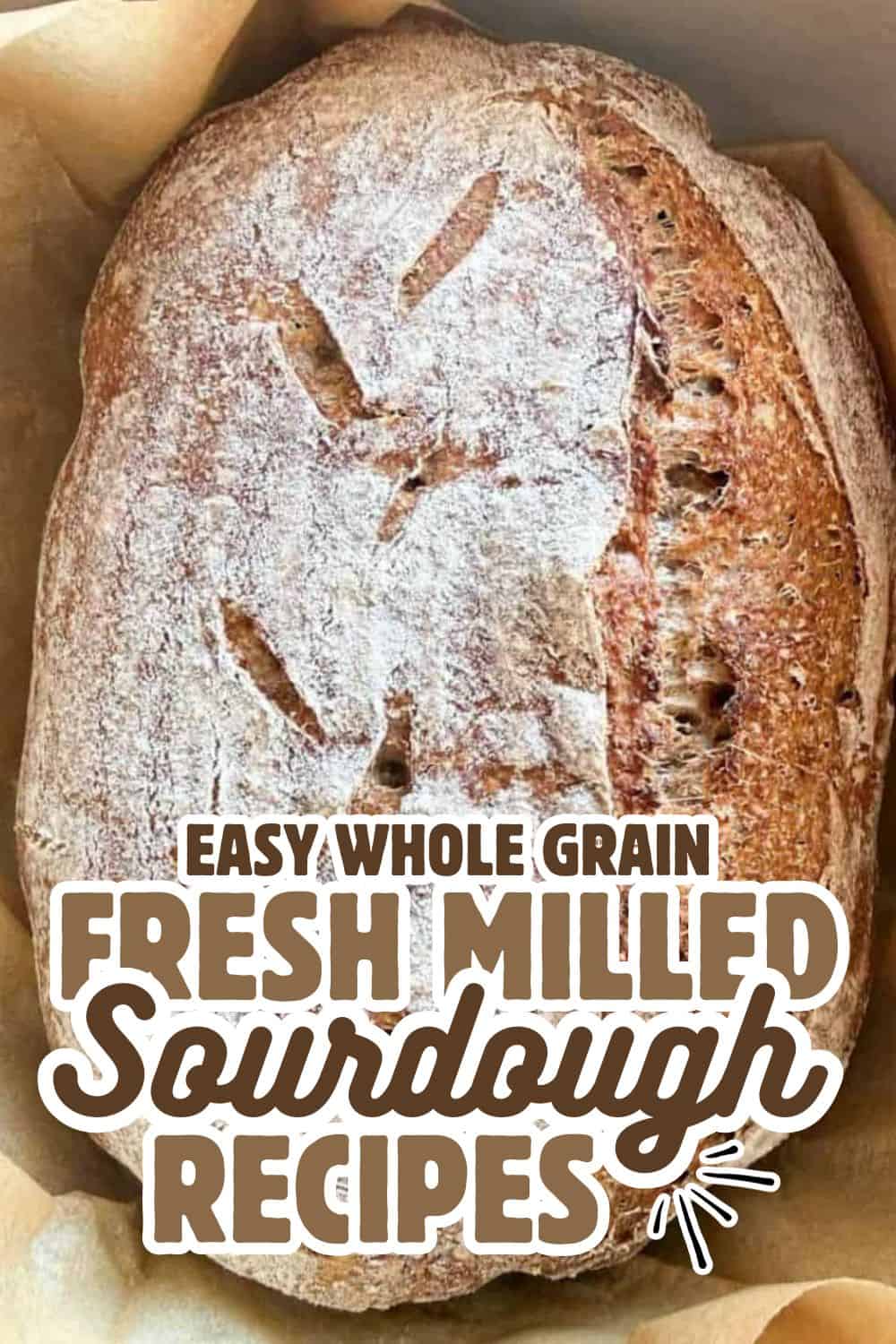 Fresh whole grain sourdough bread with crusty exterior and rustic appearance.
