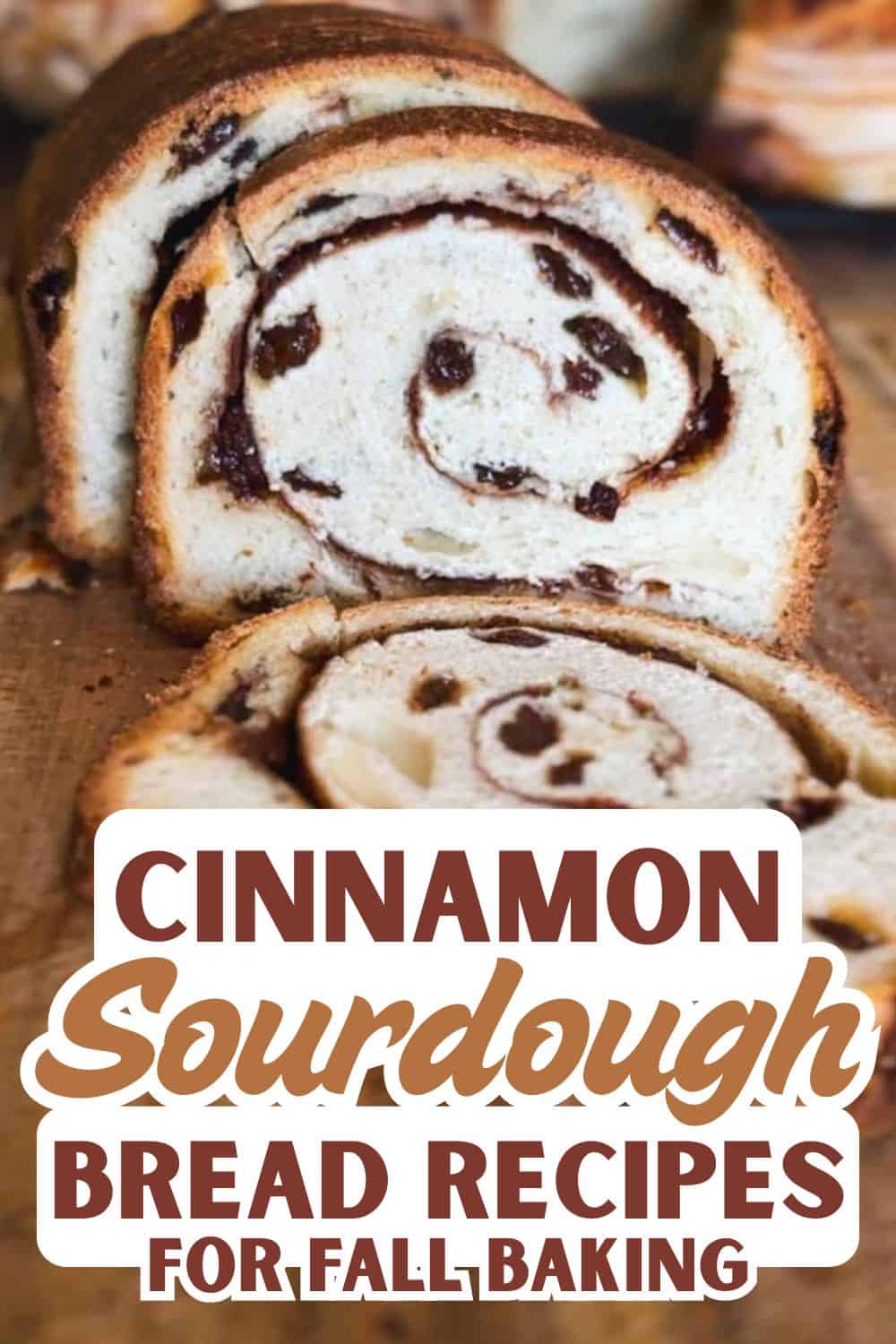 Close-up of cinnamon swirl sourdough bread for fall baking.