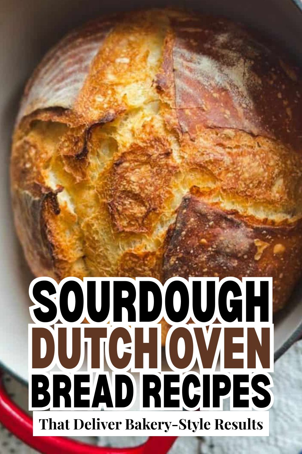 Freshly baked sourdough bread in a Dutch oven with a crispy crust.