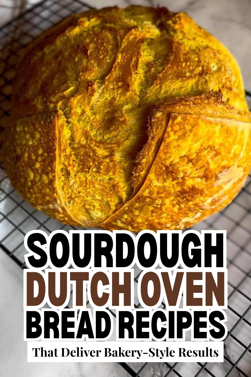 Freshly baked sourdough bread made using Dutch oven baking method for bakery-style crust.