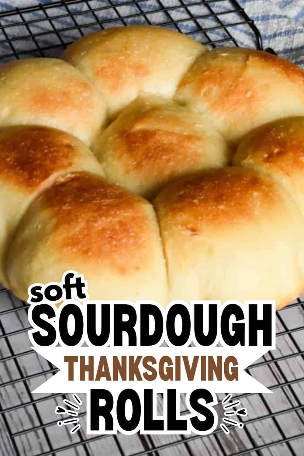 Freshly baked sourdough rolls on a cooling rack for Thanksgiving.