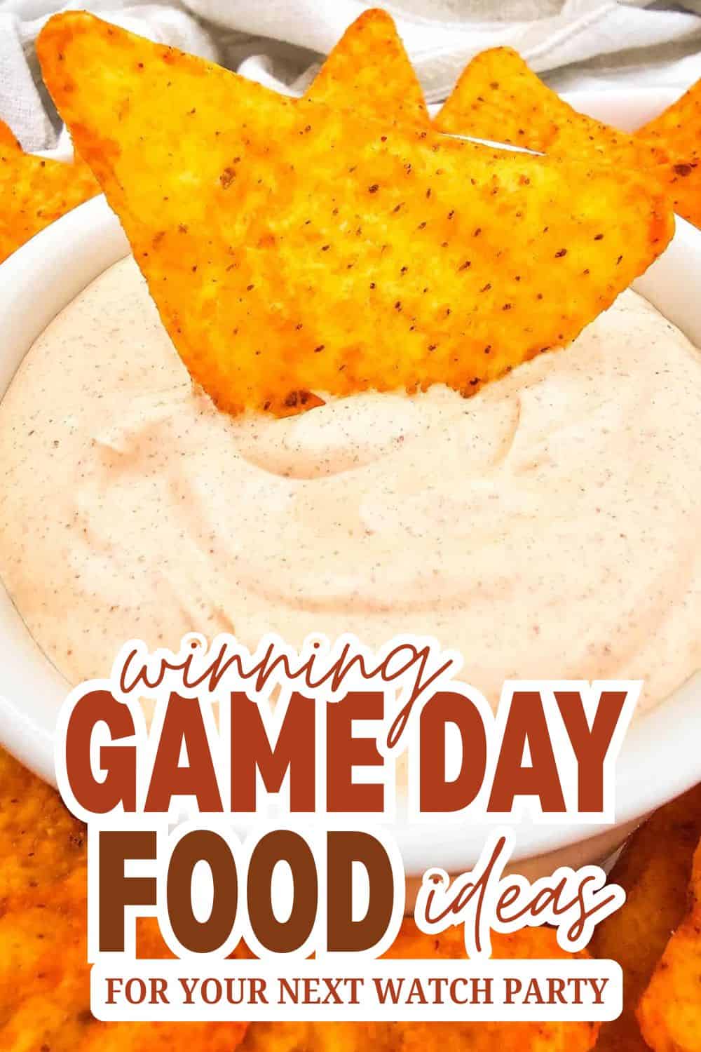 Crispy baked tortilla chip with creamy dip for game day.