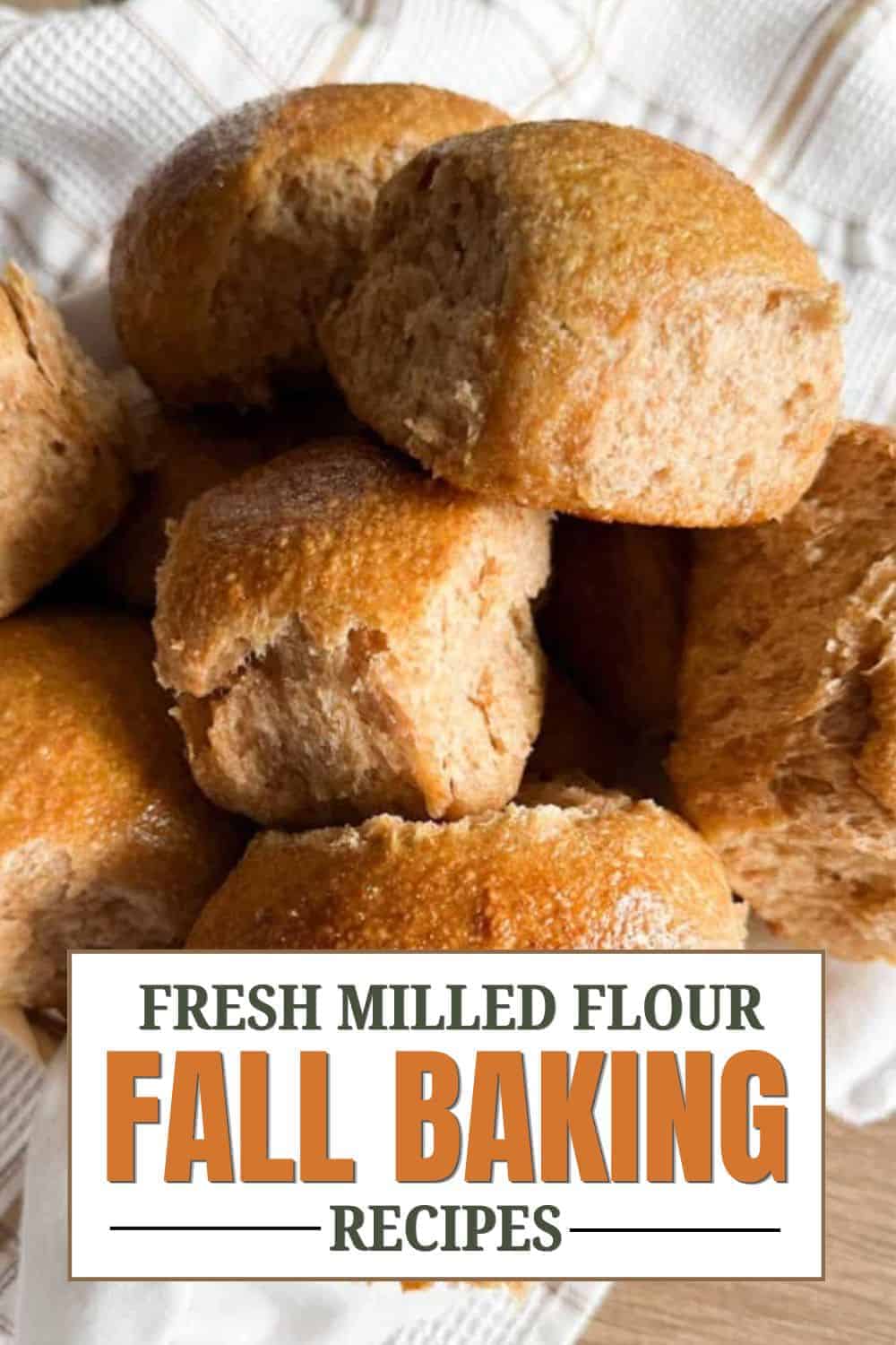 Close-up of freshly baked bread rolls for fall baking recipes.