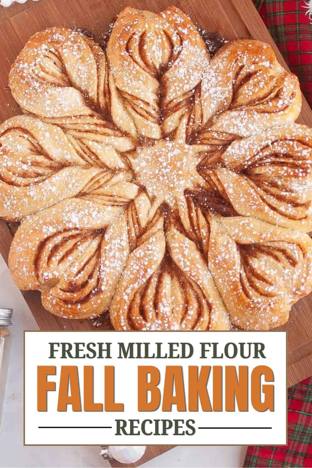 Decorative star-shaped bread with powdered sugar, perfect for fall baking.