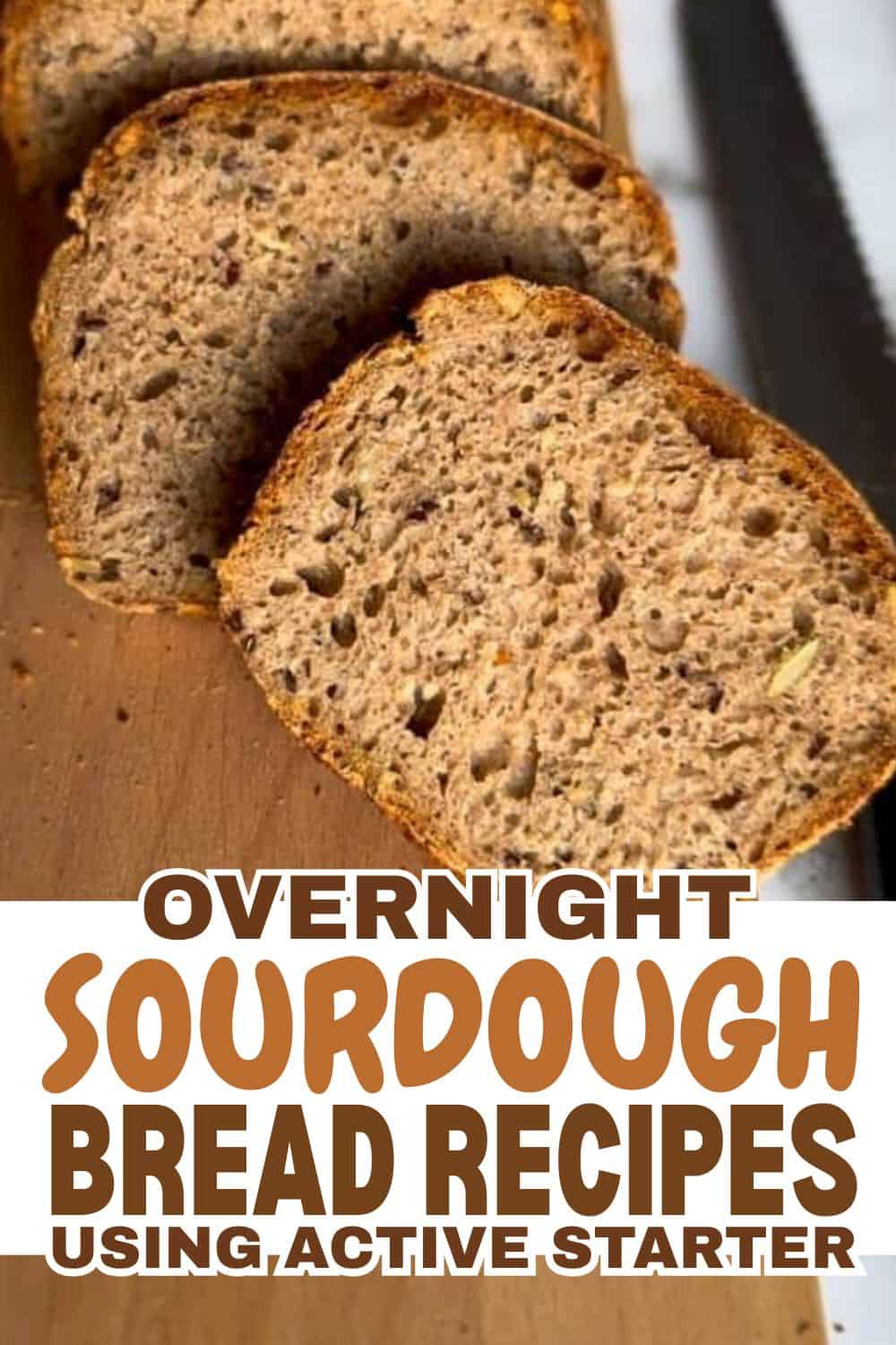 Sliced sourdough bread with a golden crust, perfect for overnight baking.