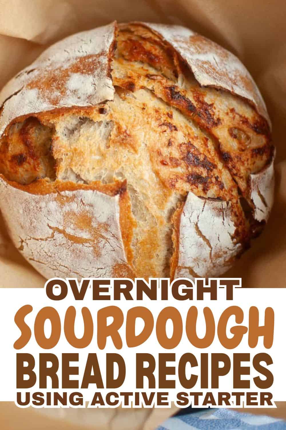 Freshly baked sourdough bread with a crusty exterior and soft interior.