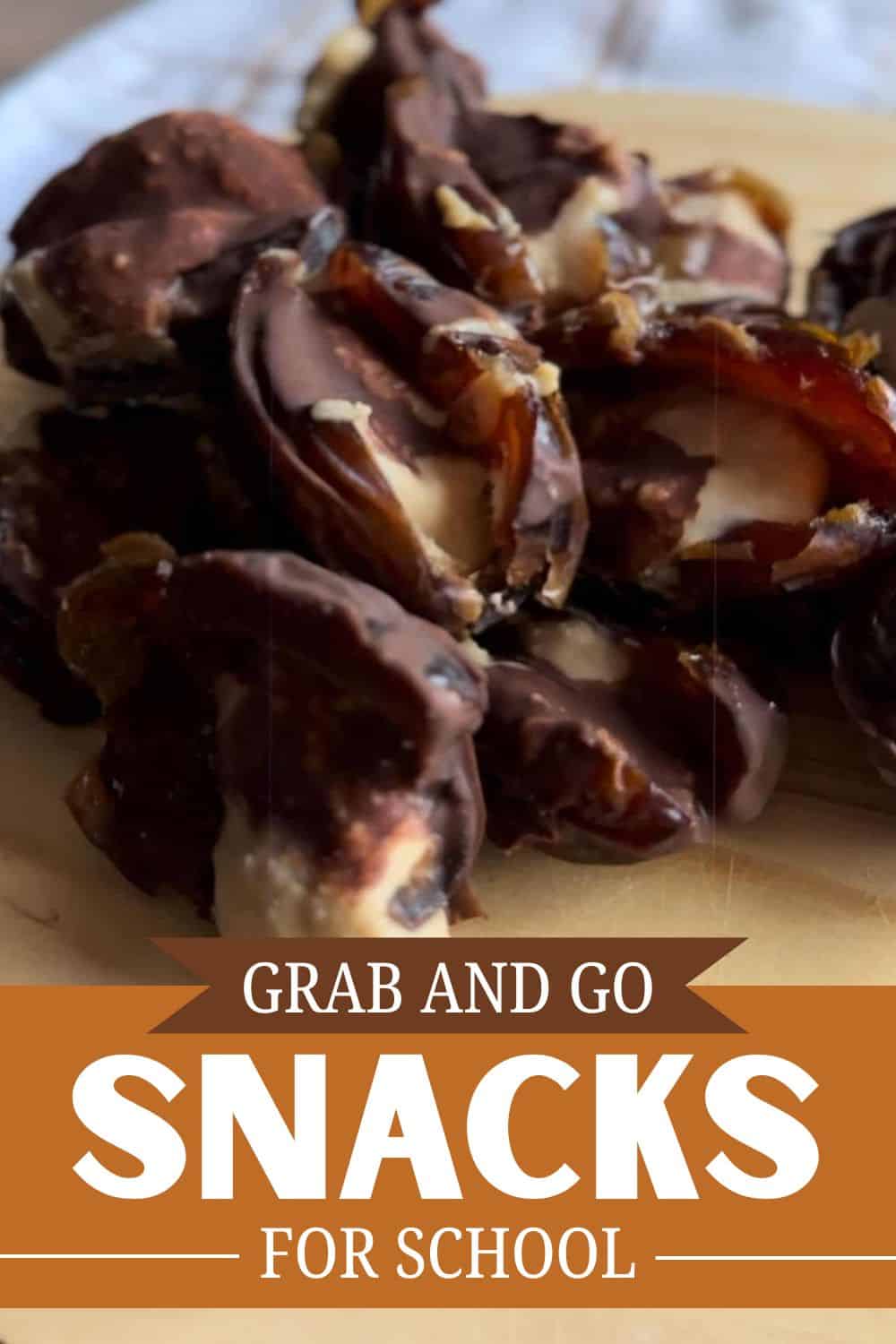 Chocolate-covered dates, a healthy snack option for school.