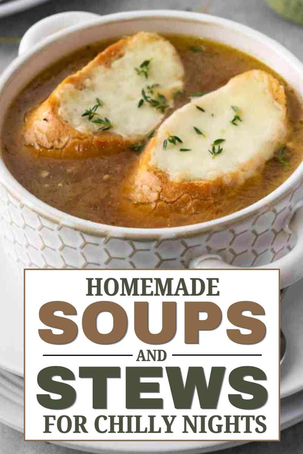 Hearty homemade soups with bread and cheese for chilly nights.
