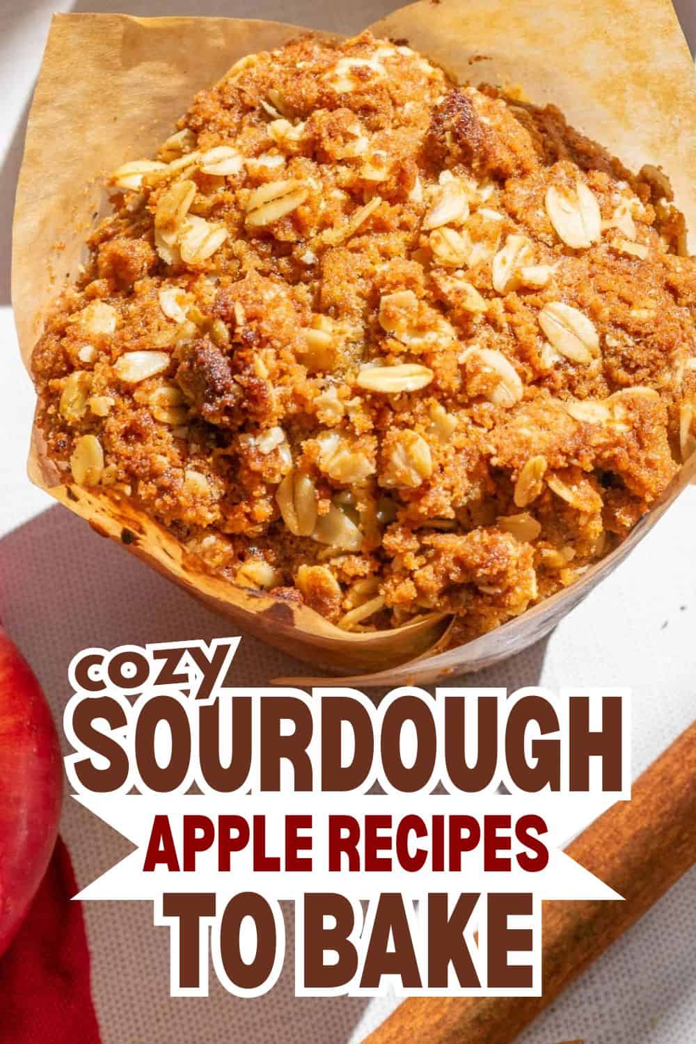 Fresh sourdough bread with apple filling and crumb topping for baking.