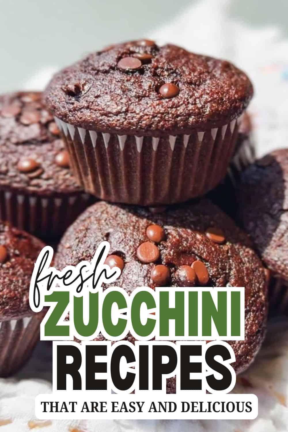 Chocolate muffins with zucchini and chocolate chips, fresh and delicious.