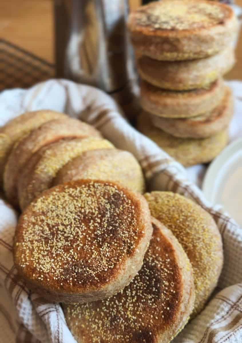 Close-up of golden-brown bread rolls with a crispy crust.