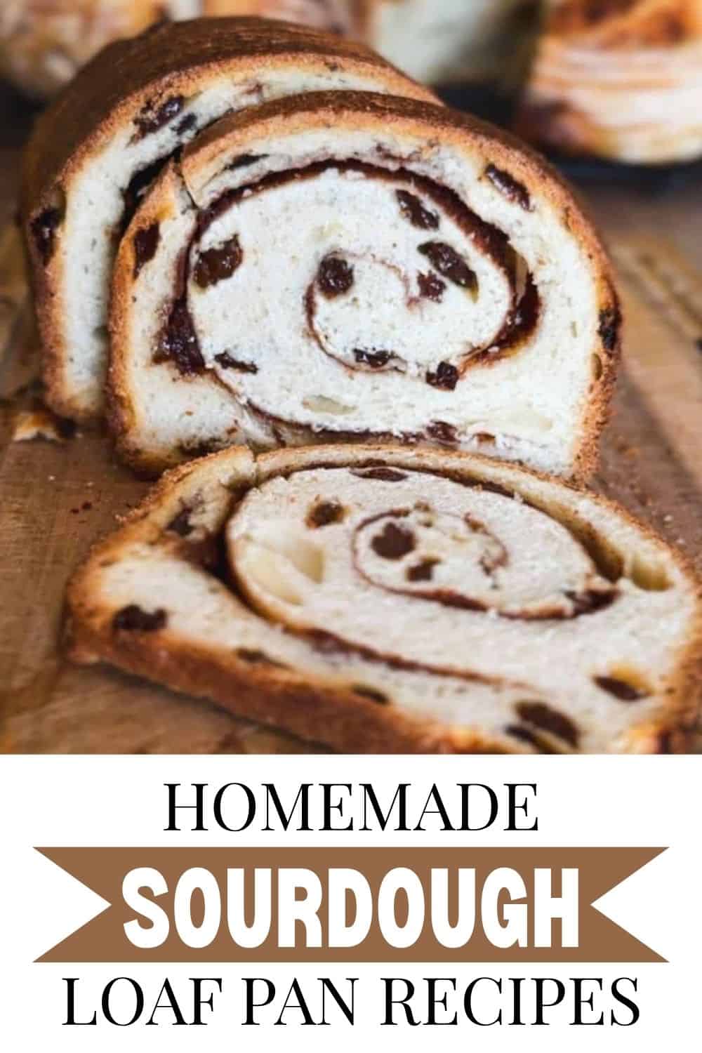 Close-up of sliced homemade sourdough bread with swirl pattern.