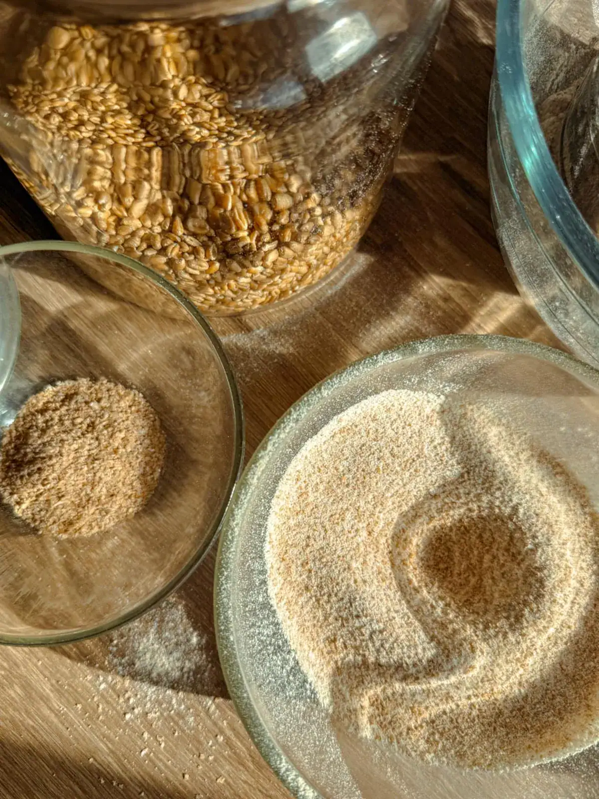 sifted fresh milled flour and leftover brans